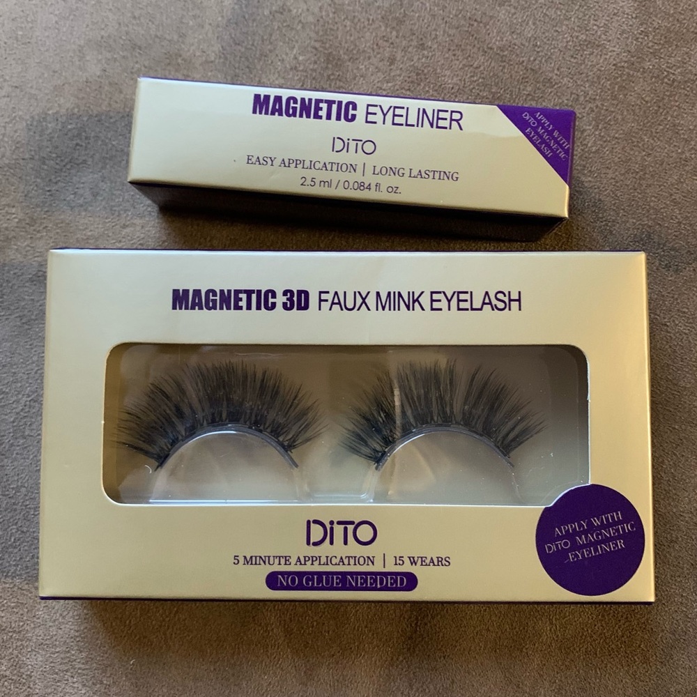 NIB Dito Magnetic 3D Faux Mink Eyelashes with MAGNETIC EYELINER